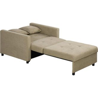 HOMCOM Homcom - Poltrona Letto con 2 Cuscini e Spazio a Scomparsa Marrone Chiaro