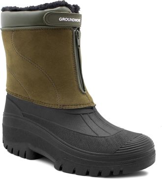 Generic Mens Thermal Snow Boots Mid Calf Winter Mucker Boot Warm Insulated Farm Yard Ground Work Mud Wellies Boots (Khaki, UK Footwear Size System, Adult, Men