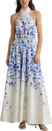 Reiss Petite Amaya Floral Print Belted Maxi Dress