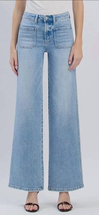 Flying Monkey High Rise Patch Pocket Wide Leg Jean In Apus