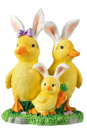 Glitzhome Easter Resin Duck Family Table Decor in Yellow at Nordstrom, Size Medium