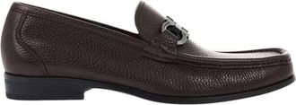 Ferragamo Brown Hammered Leather Loafers