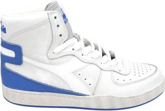 Diadora Vintage Basketbalsneakers Wit Blauw - Heren - Sneakers - Wit - 42 1/2 EU - Katoen - Schoenen