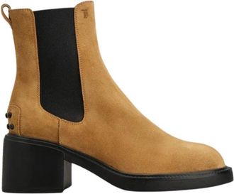 Tod's Suede Pump Boot - Dames - Chelseaboots - Bruin - 40 EU - Leer - Schoenen