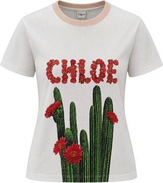 Chlo&eacute; T-shirt con stampa cactus - - Tops - Donna - Bianco - S