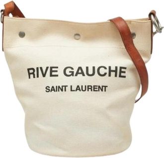 Saint Laurent Pre-owned Linnen Schoudertas - Dames - Vintage Tas - Beige - ONE Size - Linnen - Vintage
