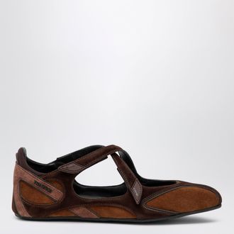 The Attico Ballerina Floor 01 in suede marrone con cinturini