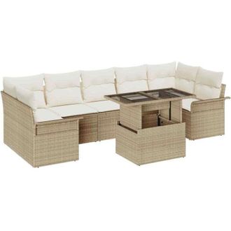 vidaXL Vidaxl - Conjunto De Sof&aacute; De Jard&iacute;n Con Coj&iacute;n 8 Pcs Beige Polirat&aacute;n