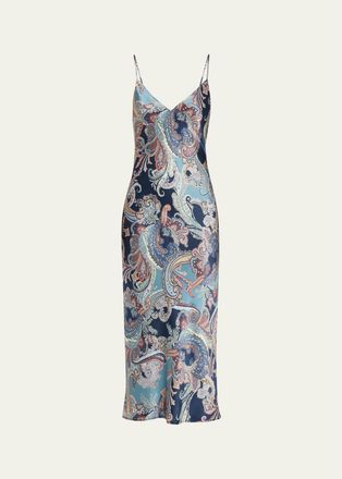 L'agence Seridie Paisley Mid-Length Slip Dress