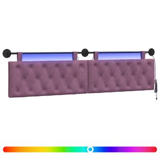 vidaXL Cabecero Colgante Con Luz Led Morado Terciopelo Vidaxl