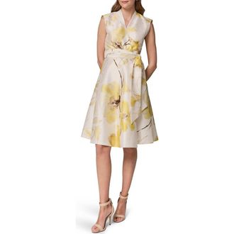 DKNY Floral Print Wrap Dress in Limoncello at Nordstrom, Size 12