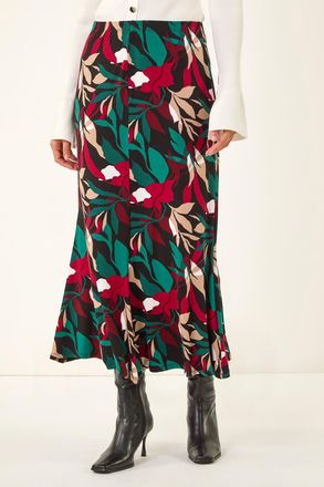 DUSK Floral Fluted Midi Skirt