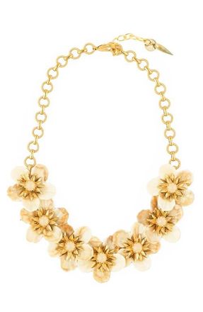 Deepa Gurnani Yuka Flower Statement Necklace in Gold at Nordstrom