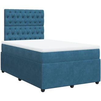 vidaXL Vidaxl - Cama Box Spring Con Colch&oacute;n Terciopelo Azul Oscuro 120x200 Cm