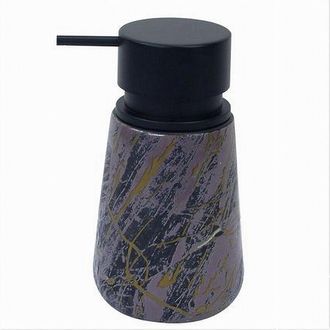 Trade Shop Trade Shop - Dispenser Porta Sapone Liquido Arredo Bagno Effetto Marmorizzato Nero Oro 59891