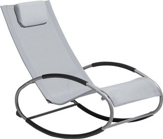 Beliani Tumbona mecedora tela gris