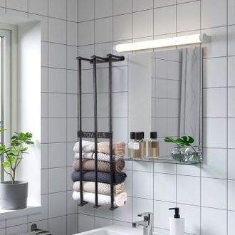 OEM Soporte De Toallas De Pared Moderno, Estante Para Toallas De Metal Negro, Instalaci&oacute;n R&aacute;pida, Estilo Minimalista