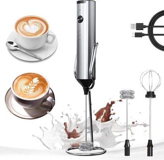 OEM Espumador De Leche El&eacute;ctrico Port&aacute;til Recargable, 3 Velocidades, 2 Varillas De Acero Inoxidable, Apto Para Caf&eacute;, Latte, Batidos Y Matcha