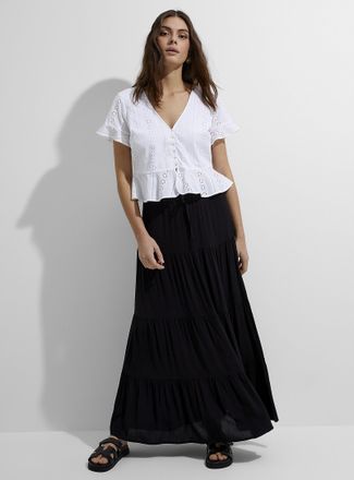 Icone Womens Crinkled tiered maxi skirt