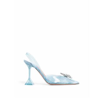 Amina Muaddi Blue Plexiglass High Heel Womens Pumps