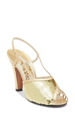 Ferragamo Vicever Sequin Slingback Sandal in Gold at Nordstrom Rack, Size 6.5