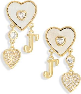 Eye Candy Los Angeles J Initial Heart Drop Earrings in Gold at Nordstrom Rack