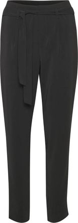 Saint Tropez Zwarte broek met ontspannen pasvorm en strikceintuur - Dames - Broeken - Veelkleurig - XS - Polyester - Broeken