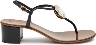 Giuseppe Zanotti Rock 40 Crystal-embellished Leather Sandals - Black - 40 (IT40 / UK7)