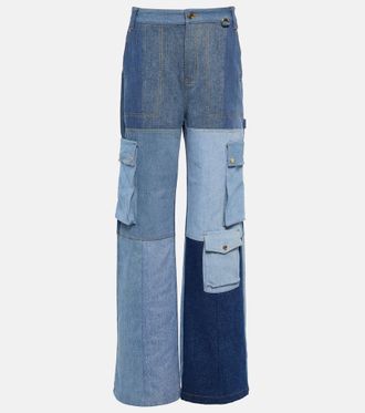 Marine Serre Monogram high-rise wide-leg jeans
