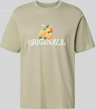 Jack & Jones Regular Fit T-Shirt mit Statement-Print Modell Eres in Schilf, Gr&ouml;&szlig;e XXL