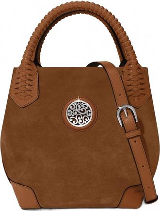 Brighton Womens Contempo Reina Suede Medium Tote Bag In Luggage