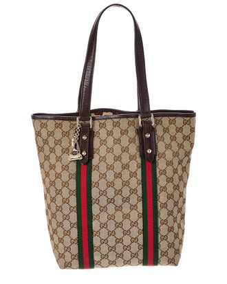 Gucci Beige Gg Canvas & Leather Jolicoeur Shopper Tote (Authentic Pre-Loved)