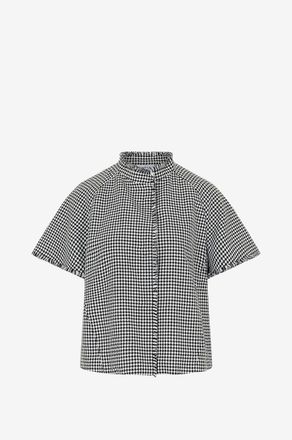 Akris Kurzarm-Anzugjacke mit Hahnentrittmotiv