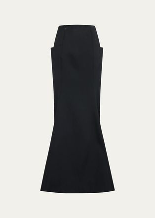 Alaia Sculptural Wool Crepe Maxi Column Skirt