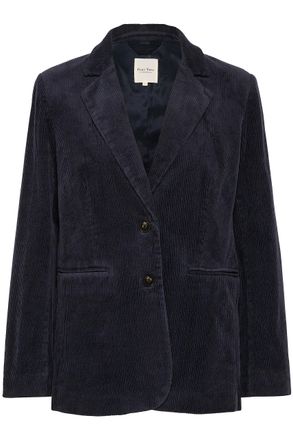 Part Two Womens Blazer Single Breasted Notch Lapel Corduroy Fabric Pockets, Dark Navy, 14