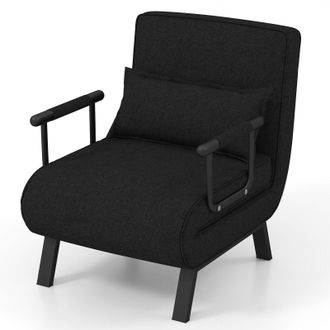 Costway Costway Convertible Single Folding Sofa Bed Sleep Chair with 6 Positions Adjustable Backrest in Dark Grey