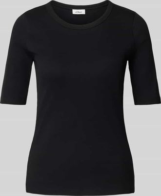 s.Oliver Red Label Slim Fit T-Shirt aus Baumwoll-Mix in Black, Größe 40