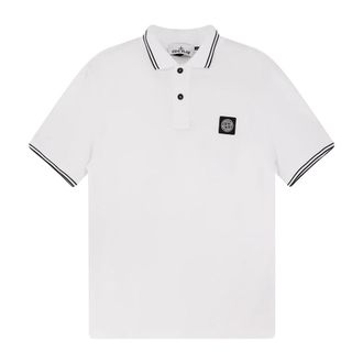 Stone Island Logo Polo Shirt - Heren - Polos - Wit - 2XL - Katoen - Tops