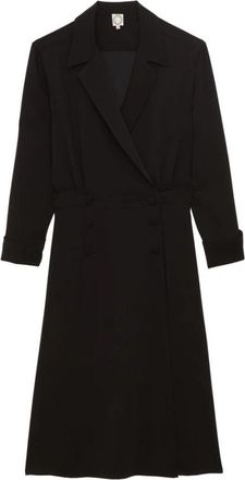 Ines De La Fressange Namo Wrap Dress - Dames - Casual kleedjes - Zwart - M - Katoen - Kleedjes
