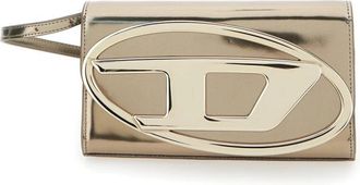 Diesel Metallic Belt Bag met Logo Plaat - Dames - Schoudertassen - Grijs - ONE Size - Leer - Tassen