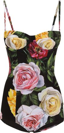 Dolce & Gabbana DNA badpak met bloemenprint - Zwart
