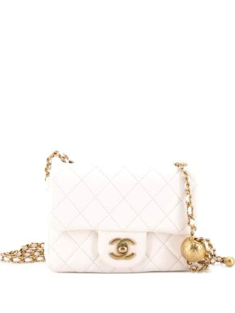 Chanel Pearl Crush Square Flap Bag Quilted Lambskin Mini crossbody bag - women - Calf Leather - One Size - White