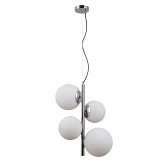 Netlighting Riga Modern 2 Light Globe Pendant Ceiling Light E27+E14 in Silver