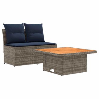 vidaXL 2 Pieza Sof&aacute; Central De Jard&iacute;n Con Mesa Elevable Vidaxl