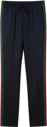 Gucci Broeken, Heren, Blauw, M, Technische Jersey Sportkleding Broek met Web