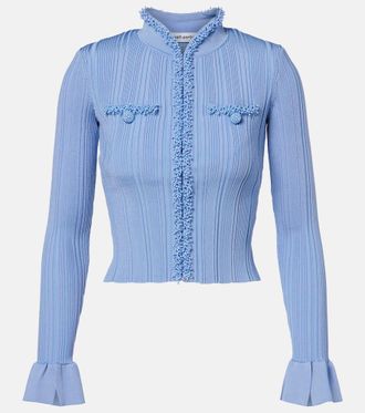 Self Portrait Beaded ribbed-knit cardigan