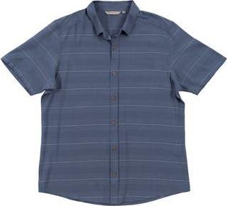 Burnside Stripe Linen & Cotton Blend Short Sleeve Button-Up Shirt in Steel Blue at Nordstrom Rack, Size Xx-Large