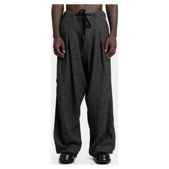 Andrea Ya'aqov Broeken, Heren, Grijs, S, Wol, Gedrapeerde wijde broek van wolmix