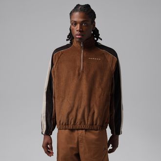 Nike Jordan Mens Jordan Flight Corduroy 1/2-Zip Top in Brown | IM9879-281