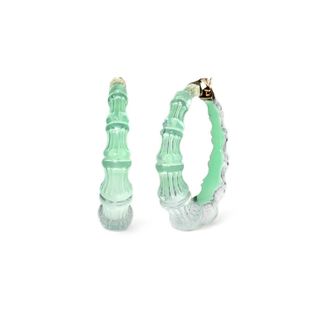 Gold & Honey Womens Bamboo Illusion Lucite Hoop Earrings In Mint
